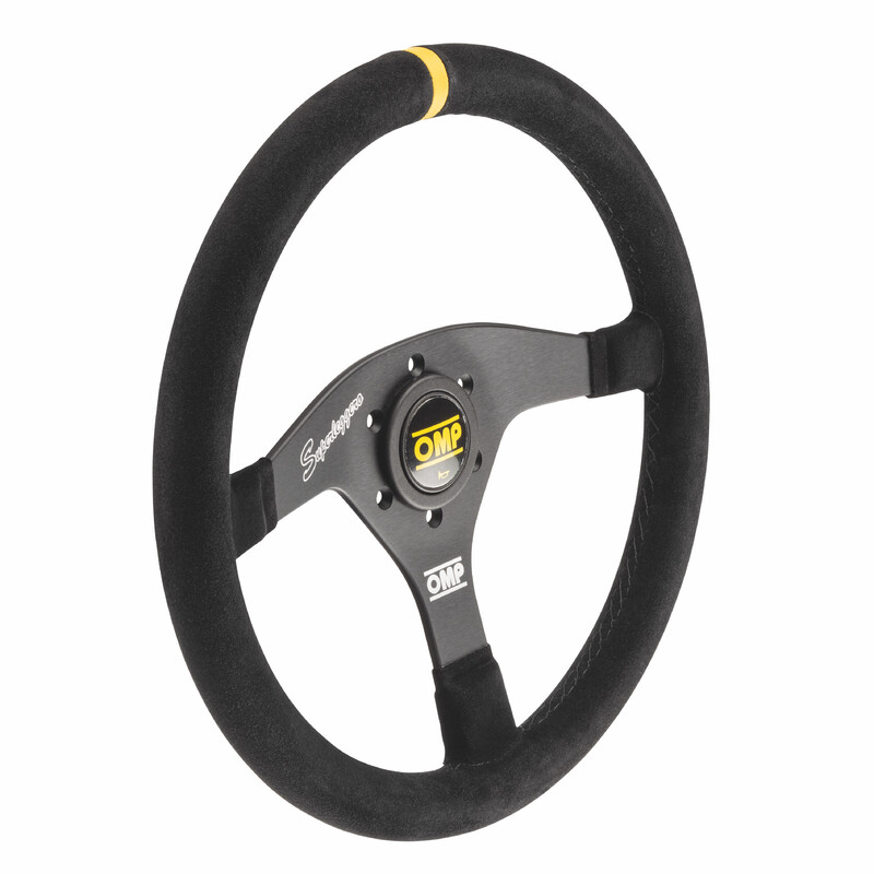 OMP Velocità Superleggero Steering Wheel (Flat), Black Suede, Black Spokes